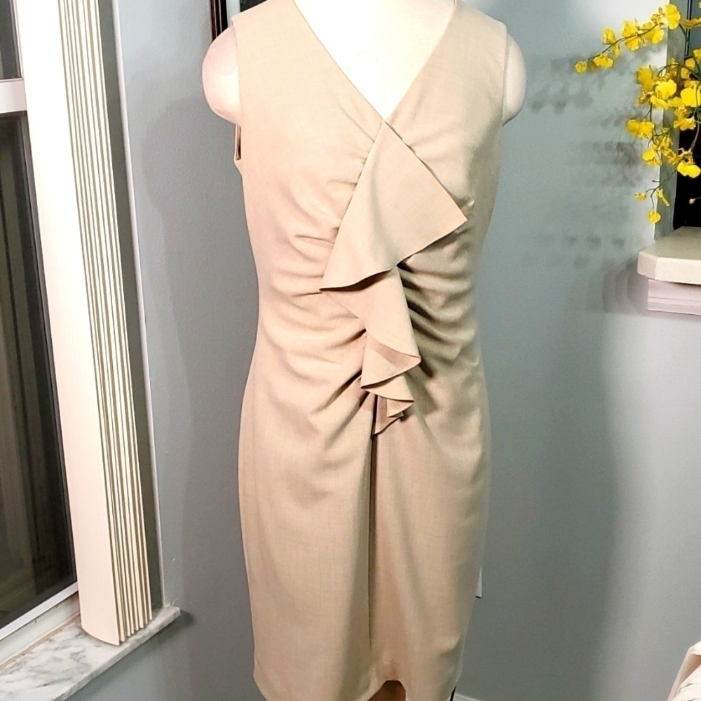 CALVIN KLEIN SHEITH DRESS, size 8. with roughing and ruffle,‎  Sleevless,…